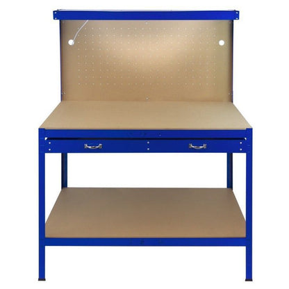 Raven Q-Rax 3' 11" x 1' 11" Not Applicable Workbench with Pegboard, Drawer & Light - Classic