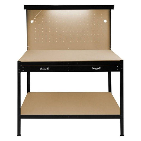 Raven Q-Rax 3' 11" x 1' 11" Not Applicable Workbench with Pegboard, Drawer & Light - Classic