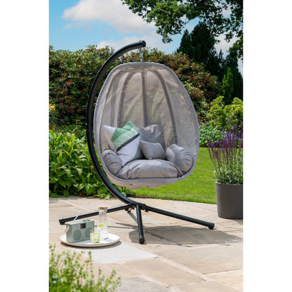 Folding Textilene Garden Swinging Swing Seat by Handpicked with Grey Cushions