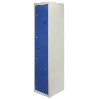 Steel Lockers 12 Compartments 180cm - Grey & Blue Set Of Three Flatpack by Raven