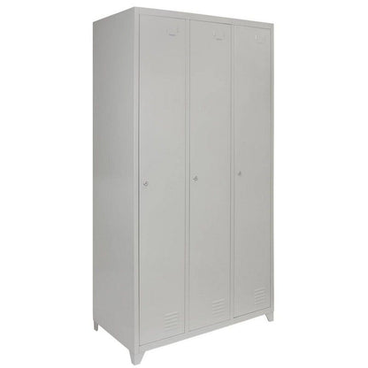 Steel Locker 3 Compartments 180cm - Grey & Red Storage by Raven