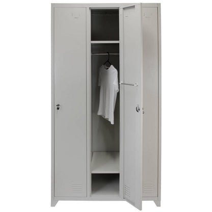 Steel Locker 3 Compartments 180cm - Grey & Red Storage by Raven