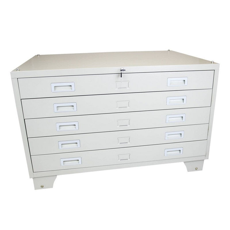 Architects Chest of Drawers Metal Off-white 5 Drawers