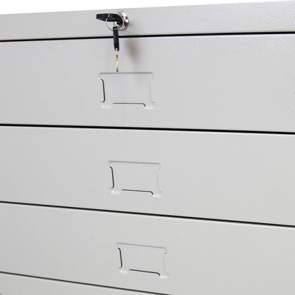 Architects Chest of Drawers Metal Off-white 5 Drawers