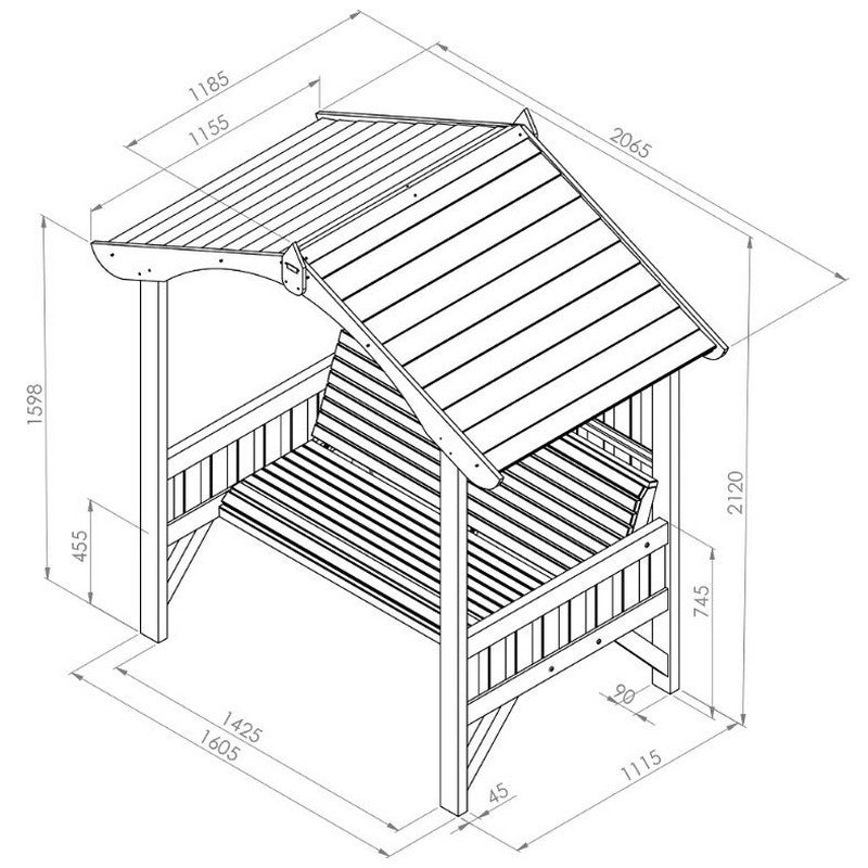 Burghley Garden Arbour by Zest - 2 Seats