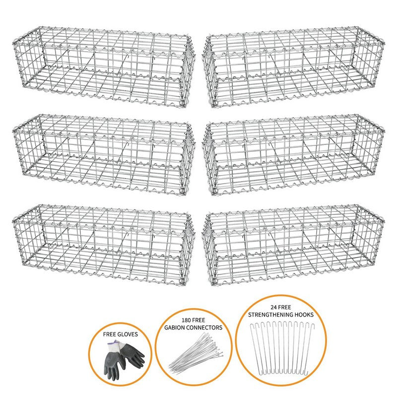 6-Pack 100 x 30 x 30cm Spiral Garden Gabion Baskets by Raven