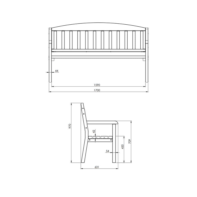 Traditional Bench - 3 Seat Green Tint by EKJU