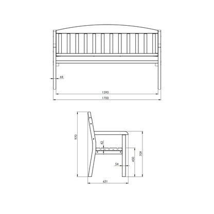 Traditional Bench - 3 Seat Green Tint by EKJU