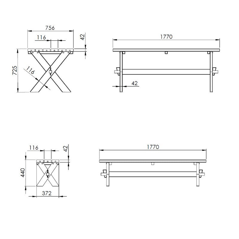 Retro Picnic Table - 6 Seat Green Tint by EKJU