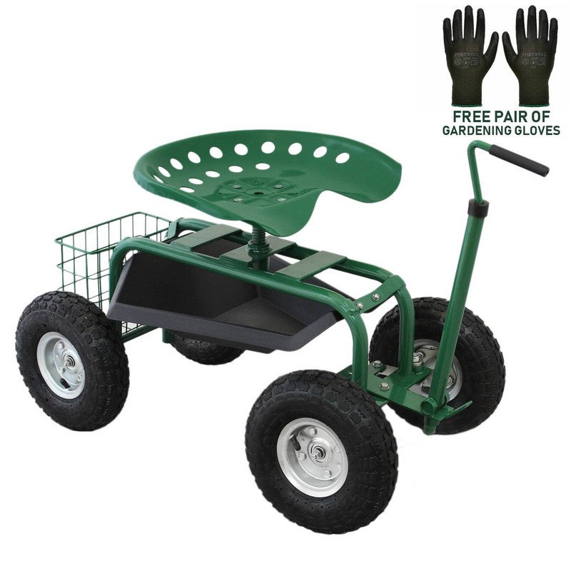 Heavy Duty Wheeled Garden Cart Seat by Raven