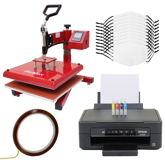 10 Sublimation Face Masks, Swing Heat Press & Epson Printer