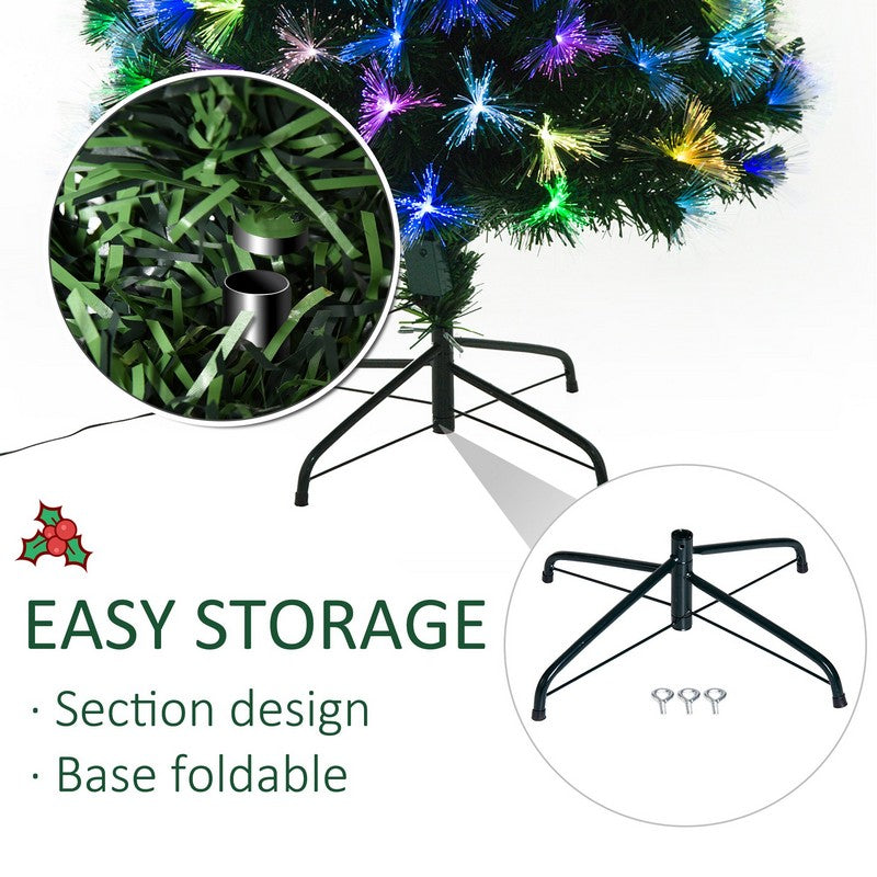 5FT Tall Artificial Tree Fiber Optic Colorful LED Pre-Lit Holiday Home Christmas Decoration with Flash Mode