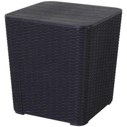 50L Outdoor Rattan-Effect Lift-Top Bar Tea Table Black