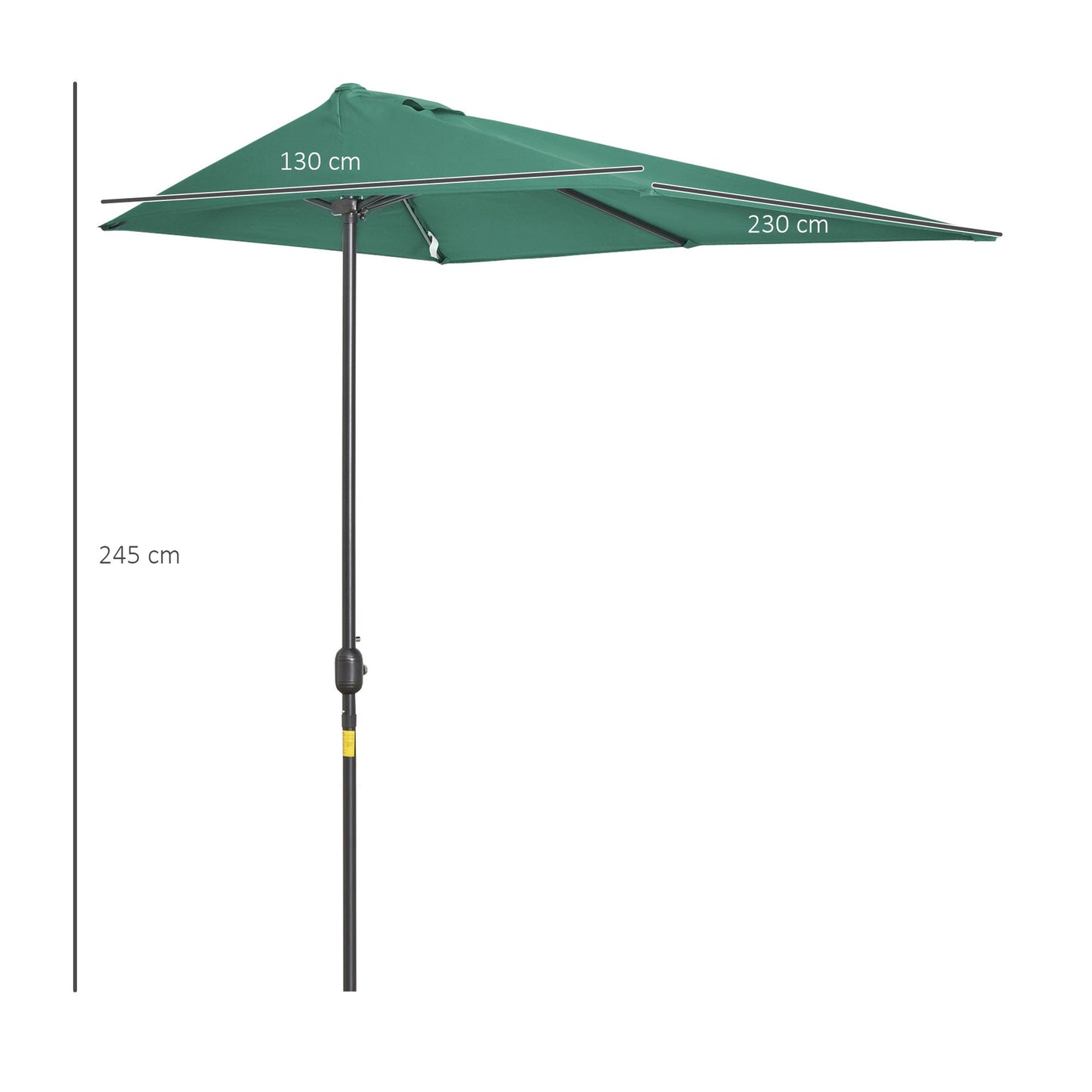 2.3m Half Round Parasol Umbrella Balcony Sun Shade Metal Green