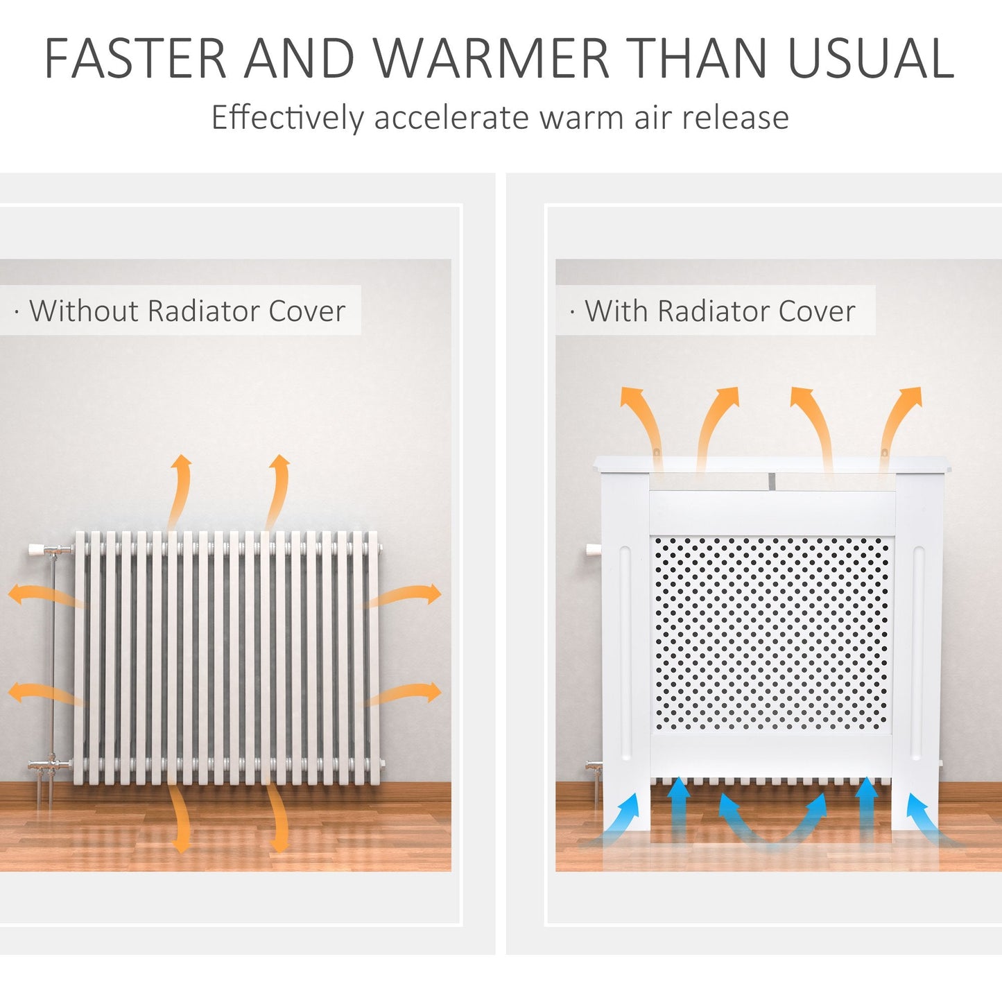 Small Medium-density fibreboard Wood Radiator Cover 78L x 19W x 82H cm -White