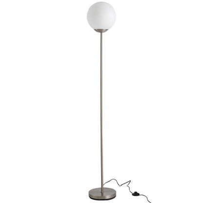 171cm Glass Globe Floor Lamp Metal Frame Sphere Light Pedal Switch Home Office Living Room Modern Unique Standing Beautiful Furnishing - Grey