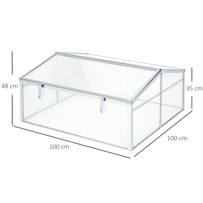 100L x 100W x 48H cm PC Board Greenhouse Adjustable Roof Grow House -Transparent