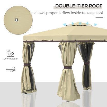 3 x 3M Patio Gazebo Canopy Garden Pavilion Tent Shelter with 2 Tier Water Repellent Roof