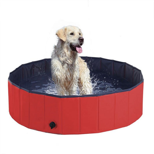 Pawhut Foldable Dog Paddling Pool Pet Cat Swimming Pool Indoor/Outdoor Collapsible Summer Bathing Tub Shower Tub Puppy Washer (?120  30H cm