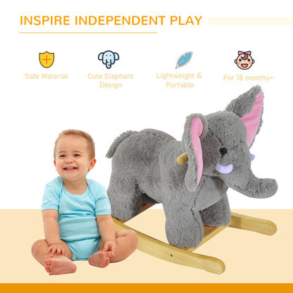 61L x 23W x 43H cm Kids Plush Ride On Cute Elephant design-Grey