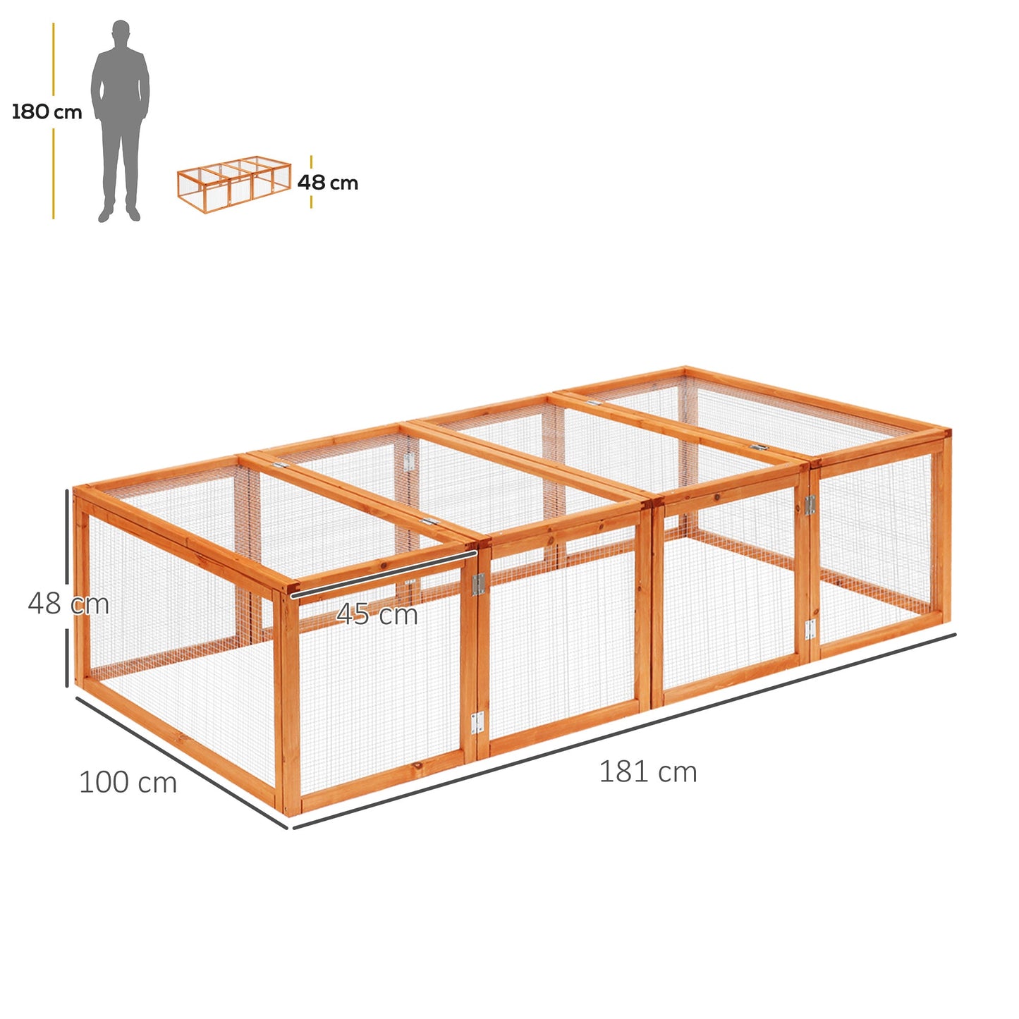 PawHut Rabbit Hutch W/ Mesh Wire