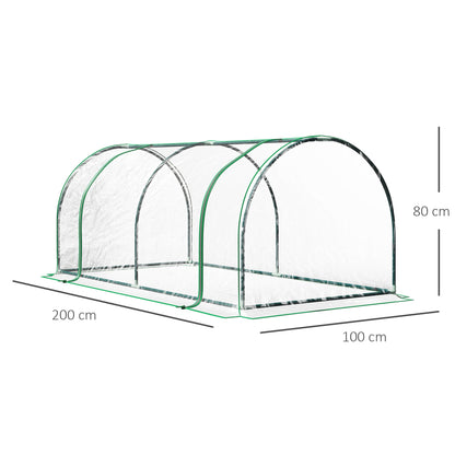 Tunnel Greenhouse Green Grow House Steel Frame Garden Outdoor 200 x 100 x 80cm