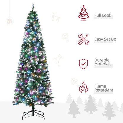 7FT Tall Prelit Pencil Slim Artificial Christmas Tree with Realistic Branches