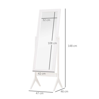 Homcom Freestanding Dressing Mirror Bedroom Tall Adjustable Angle 148x47cm White