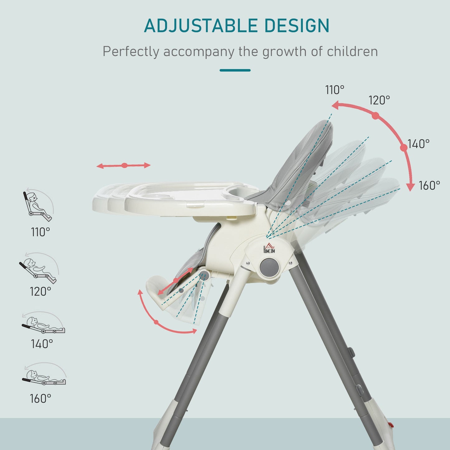 Babies Foldable PU Highchair Grey