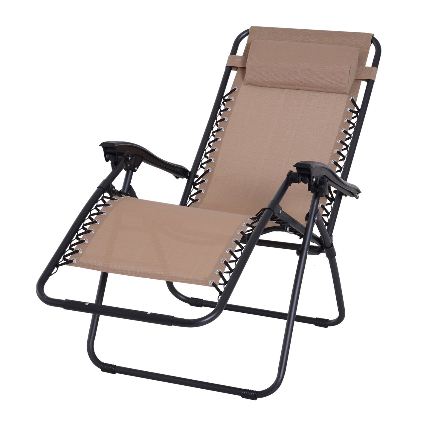 Zero Gravity Chair Metal Frame Texteline Armchair Outdoor Folding & Reclining Sun Lounger with Head Pillow for Patio Decking Gardens Camping