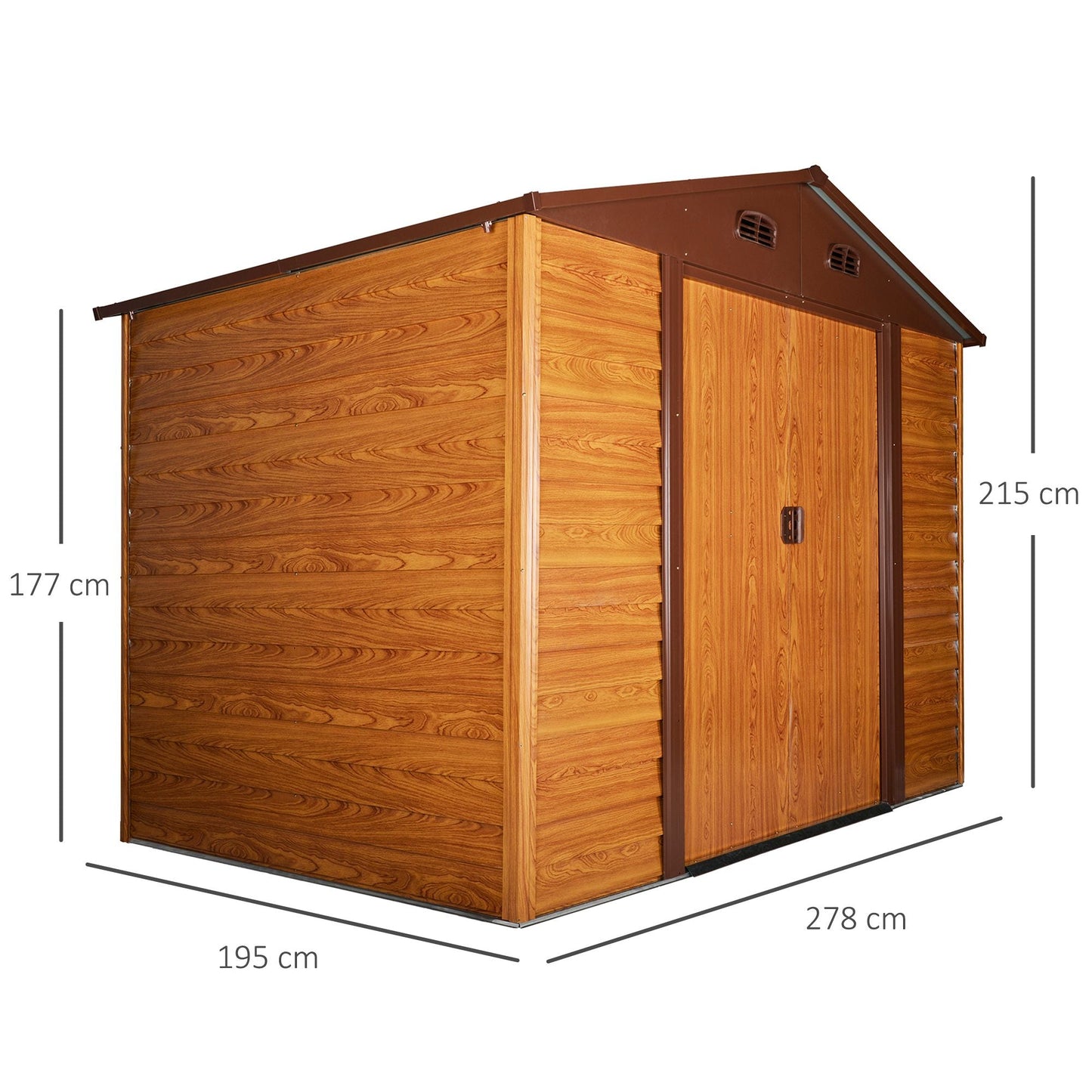 Moderna 9 x 6' Double Door Apex Garden Shed With Ventilation Steel & Polypropylene Light Brown by Steadfast