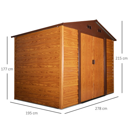 Moderna 9 x 6' Double Door Apex Garden Shed With Ventilation Steel & Polypropylene Light Brown by Steadfast