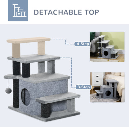 PawHut 3-Step/ 4-Step Adjustable Height Pet Stairs