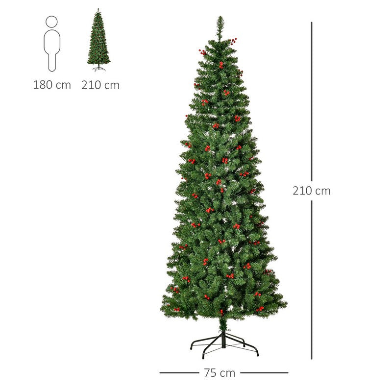 7FT Prelit Artificial Pencil Christmas Tree with Warm White LED Light