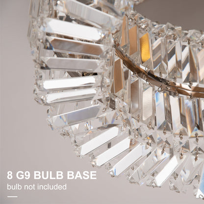 Crystal Ceiling Light Modern Chandeliers Stainless Steel Pendant Lights with Crystal Decorations for Living Room Bedroom Dining Room Hall Silver