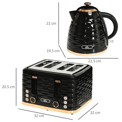 Kettle & Four Slice Toaster Set Black