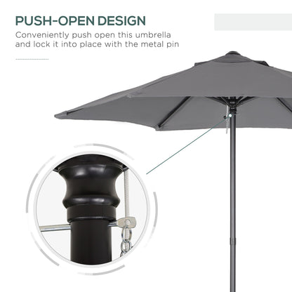 2m Aluminium Pole Garden Parasol - Dark Grey