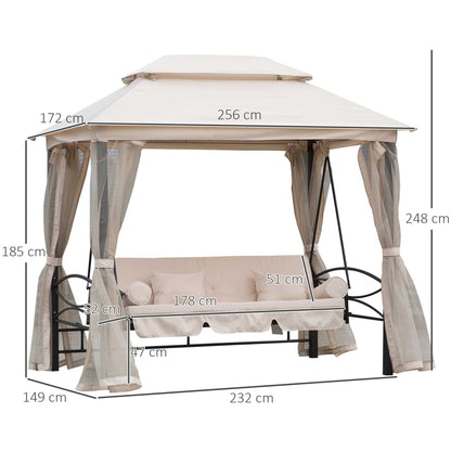 2-in-1 Convertible Gazebo Swing Chair Bed W/Netting