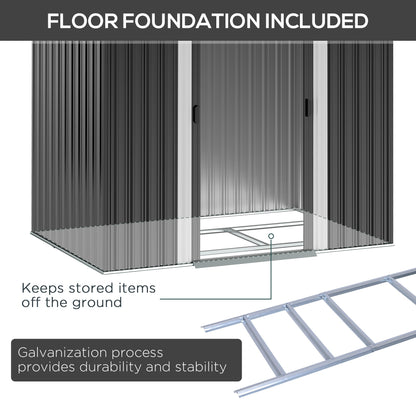 Galvanised 7 x4' Double Door Pent Garden Store Steel Black by Steadfast