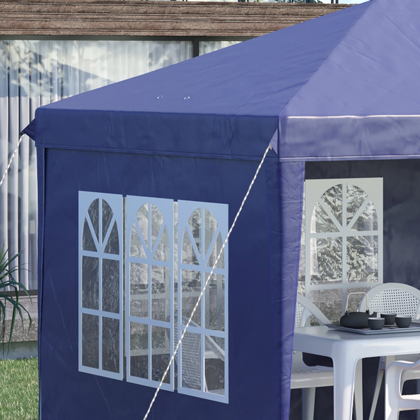 Outsunny 3 x 6m Half-Open Garden Gazebo