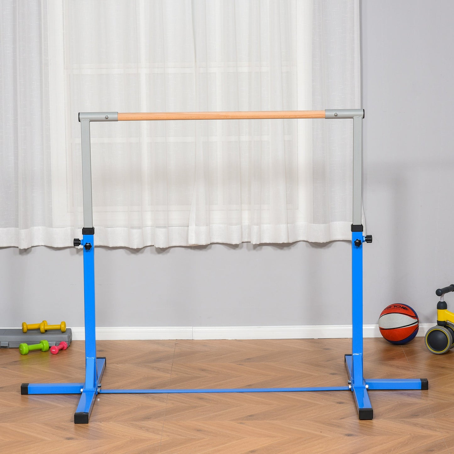 Height Adjustable Gymnastics Horizontal Bar For Kids Home Gym Training Children Junior Kip High Bar Fitness Blue