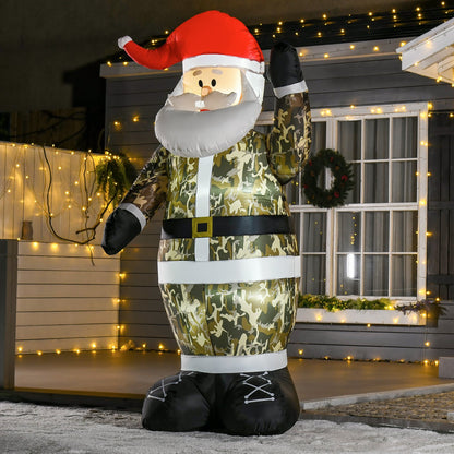 8ft Christmas Inflatable Santa Claus in Camouflage Lighted Blow Up Decoration