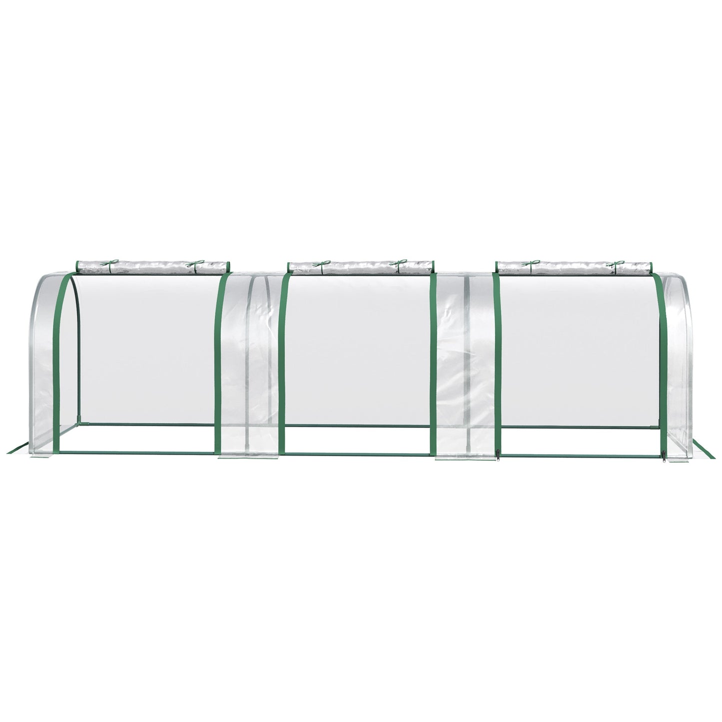 PVC Tunnel Greenhouse Green Grow House Steel Frame for Garden Backyard with Zipper Doors 295x100x80 cm