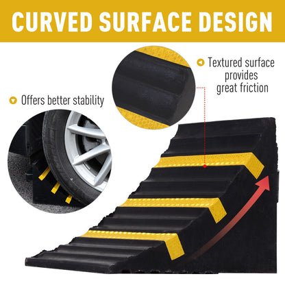 Rubber Set-of-2 Heavy Duty Wheel Chocks Black/Yellow