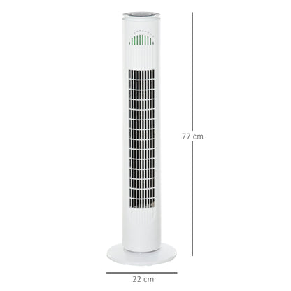 Oscillating Three Speed Tower Fan With Timer White