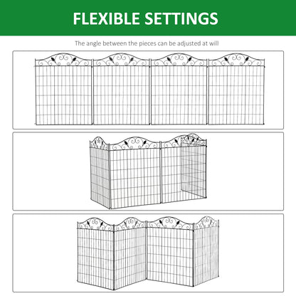 Garden Decorative Fence 4 Panels 44in x 12ft Steel Border Edging for Landscaping