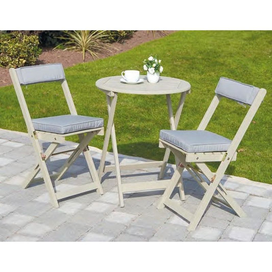 Raffles Garden Bistro Set by Greenhurst - 2 Seat Grey Cushions