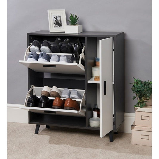 Shoe Storage White 3 Doors 2 Shelves