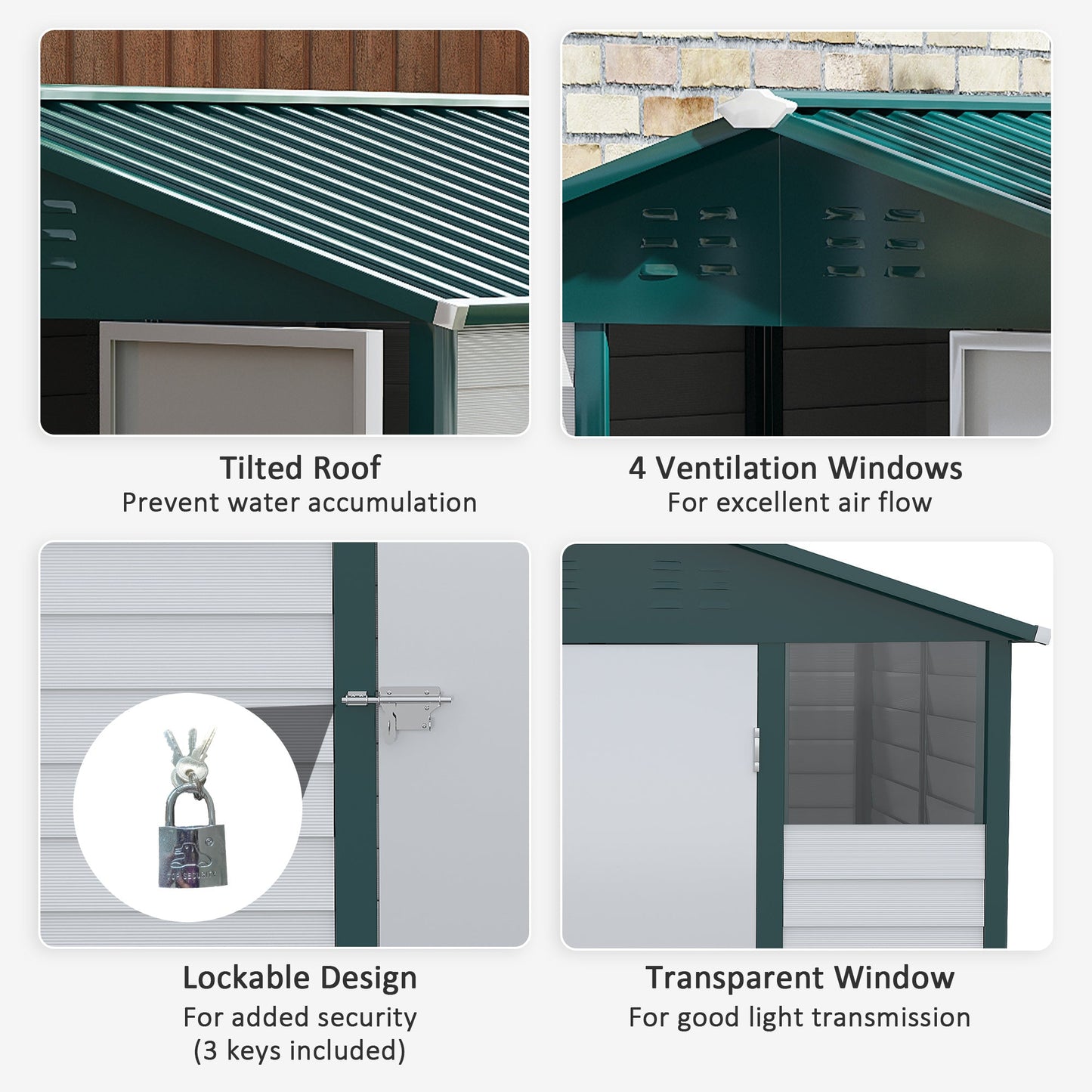 Galvanised 8.8 x 6.3' Single Door Apex Garden Shed Lockable with Window Steel Light Grey by Steadfast