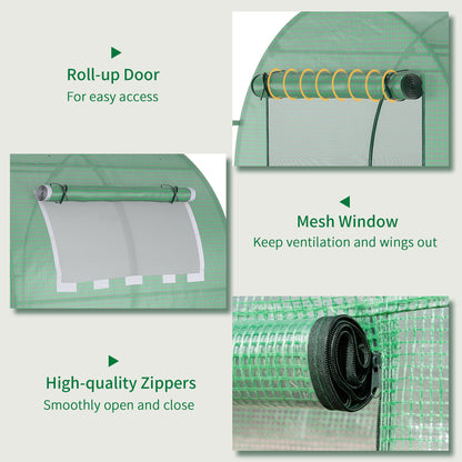 Outsunny Walk In Polytunnel Greenhouse Green House For Garden With Roll-Up Window And Door 1.8 X 1.8 X 2 M Green